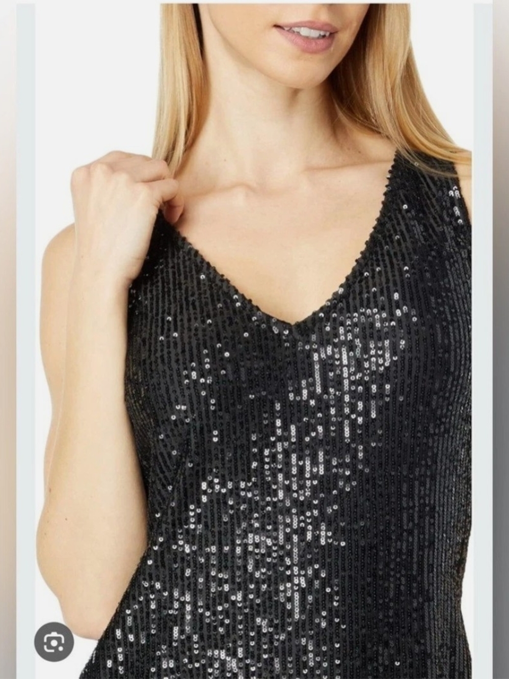 LOFT Black Sequin V-Neck Bandeau